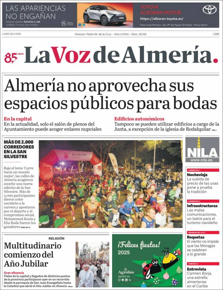 Portada de La Voz de Almería (España)