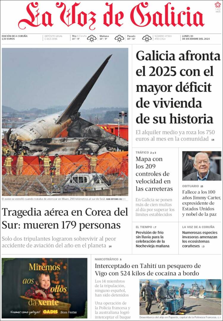 Portada de La Voz de Galicia (España)