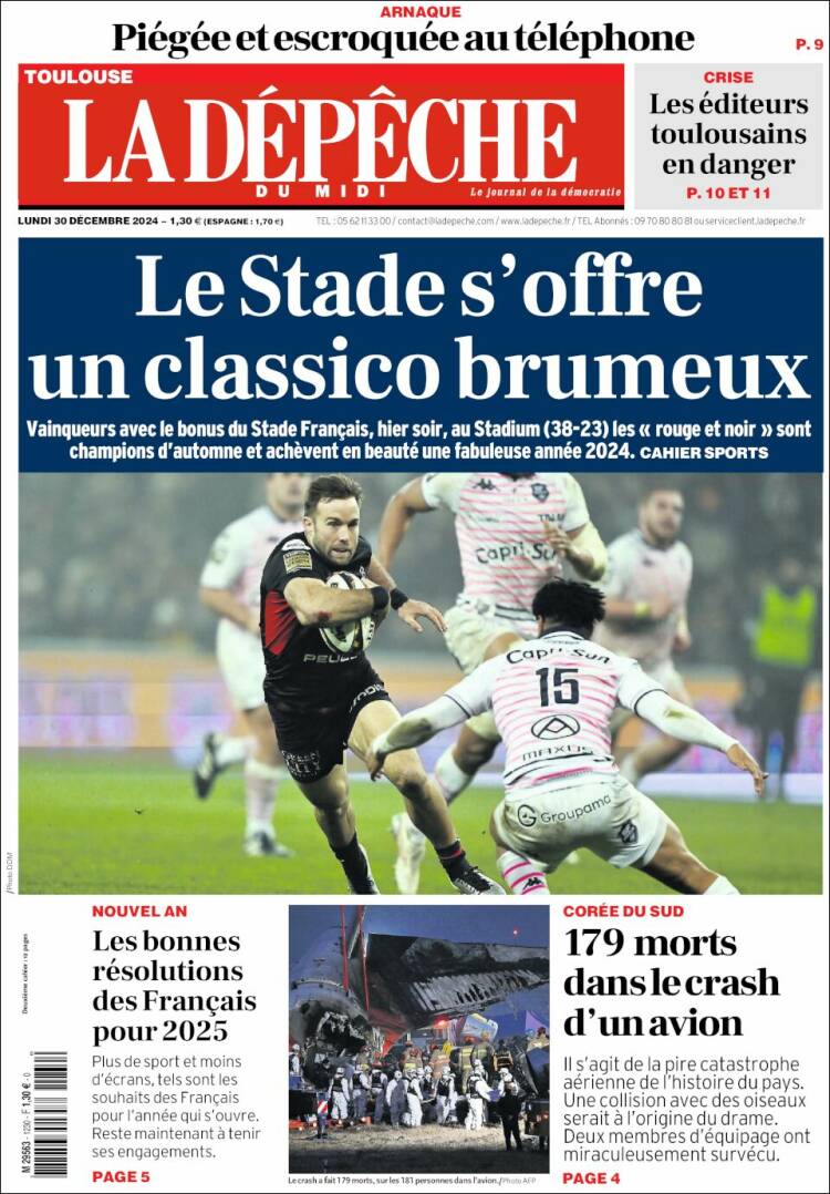 Portada de La Dépêche du Midi (Francia)