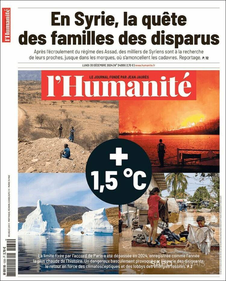 Portada de l'Humanite (Francia)