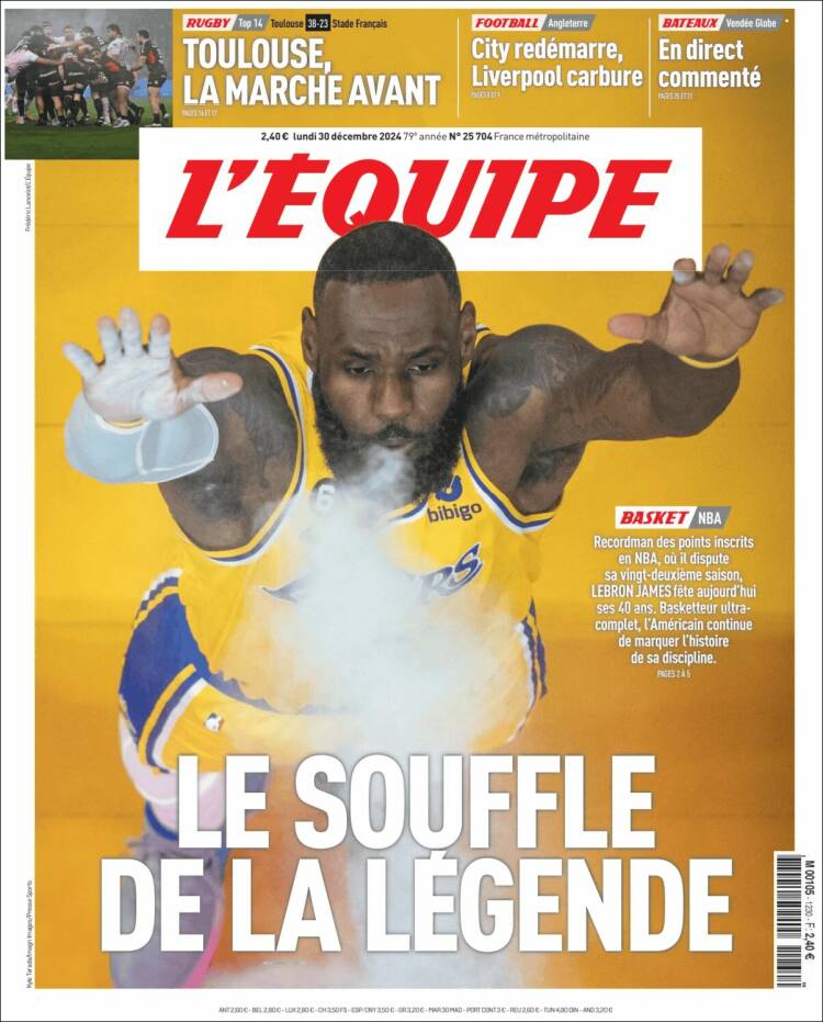 Portada de L'Equipe (Francia)