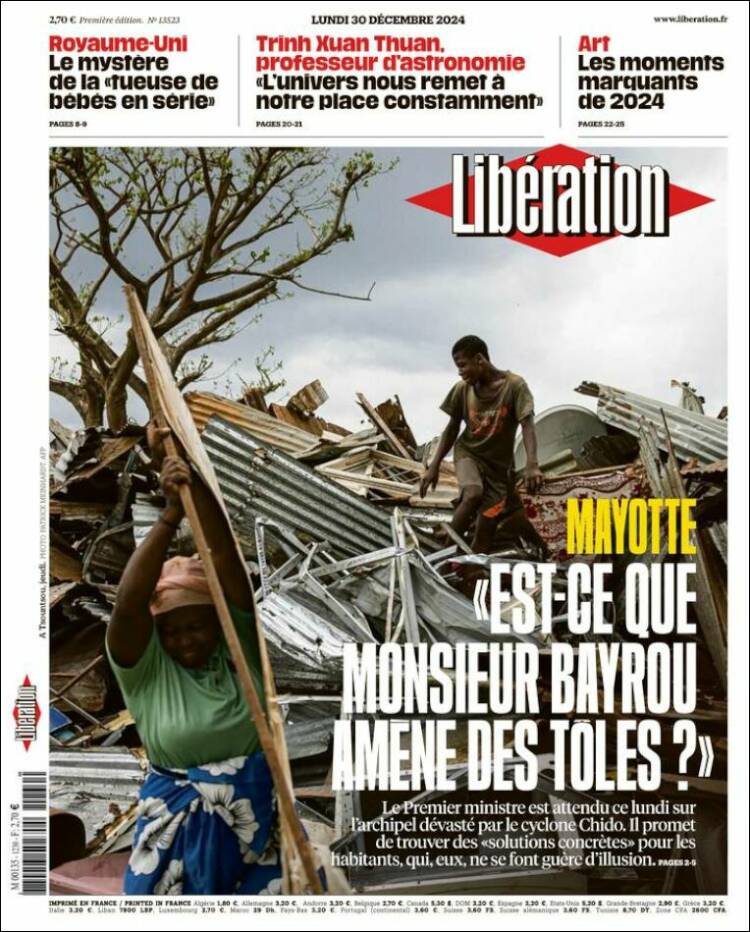 Portada de Libération (Francia)