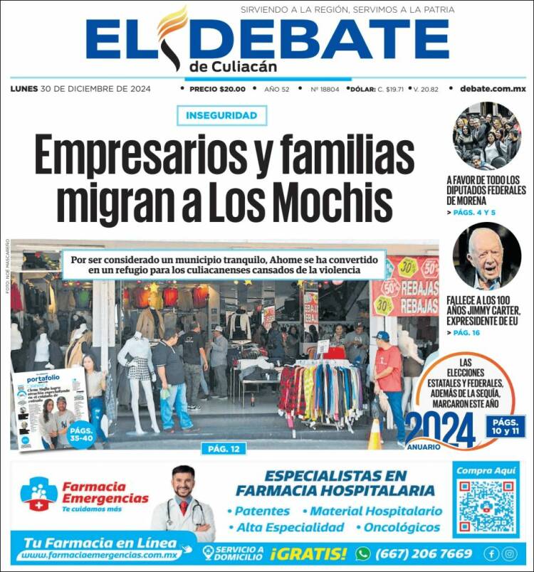 Portada de El Debate de Culiacán (México)