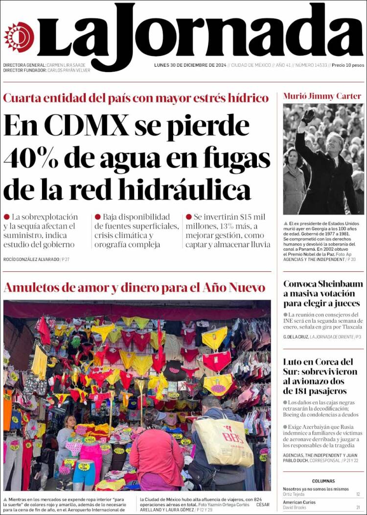 Portada de La Jornada (México)