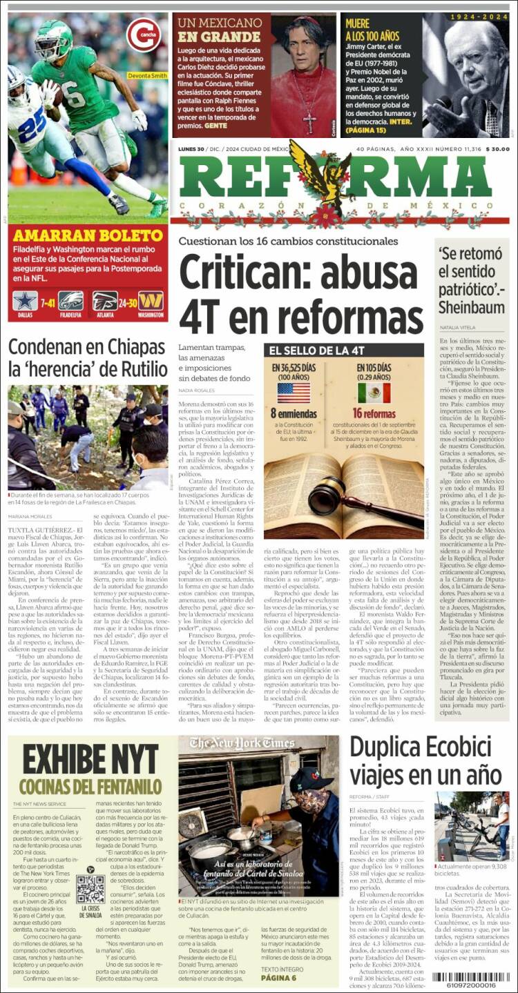 Portada de Reforma (México)