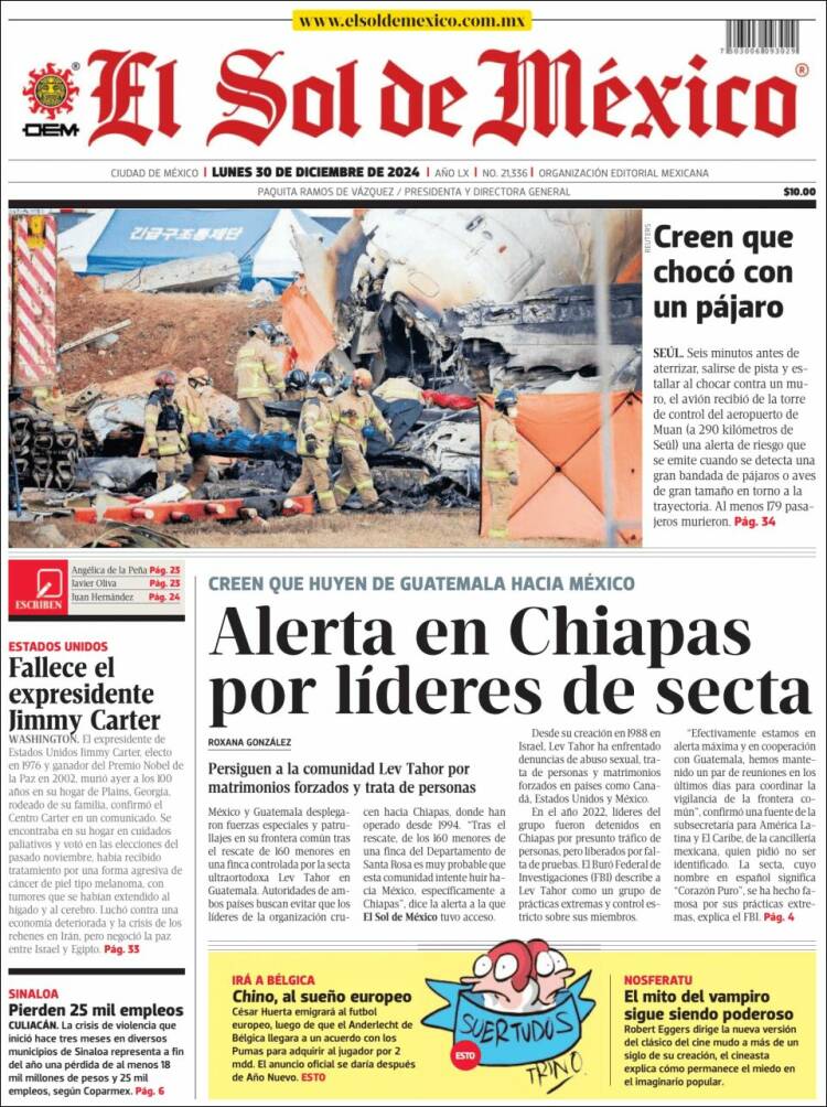 Portada de El Sol de México (México)