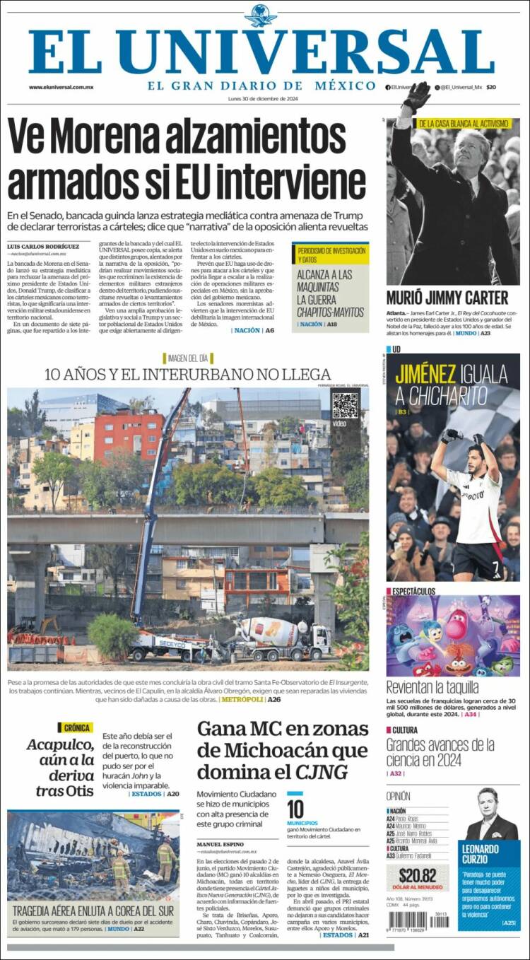 Portada de El Universal (México)