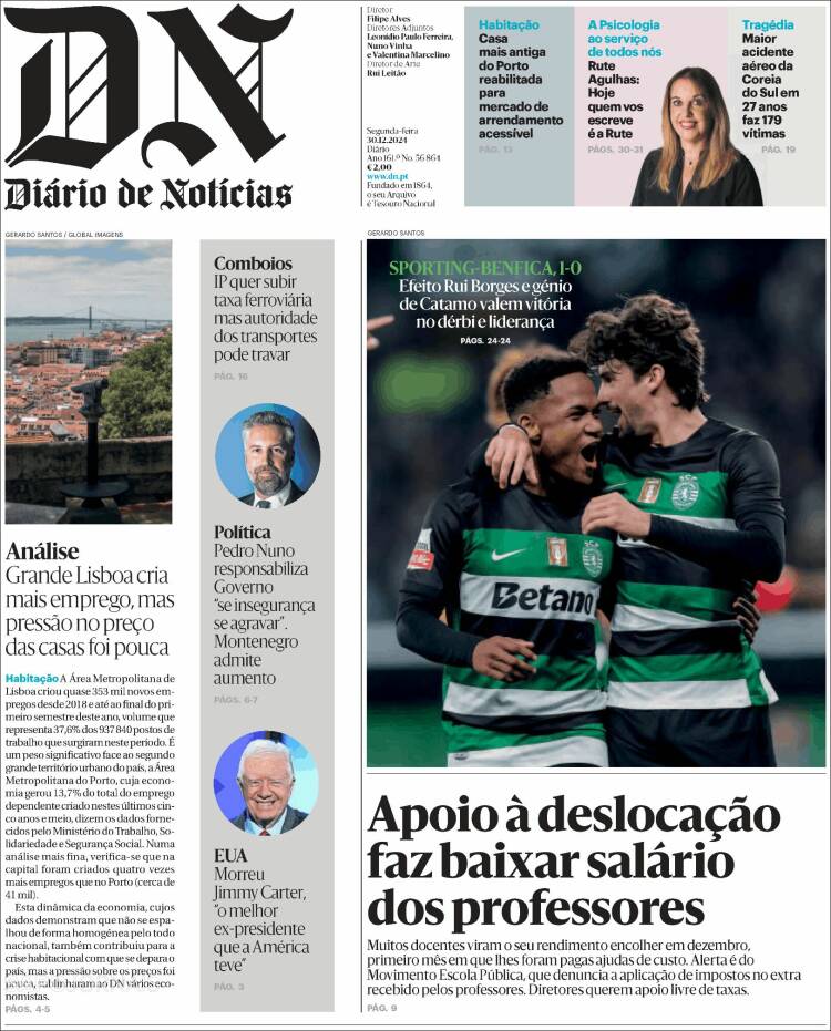 Portada de Diário de Noticias (Portugal)
