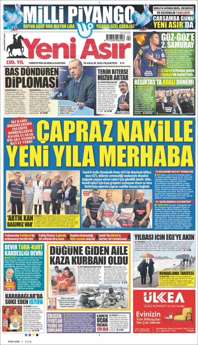 Portada de Yeni Asır (Turqu&iacute;a)