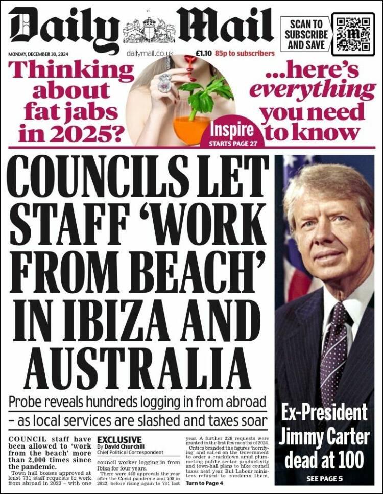 Portada de Daily Mail (Reino Unido)