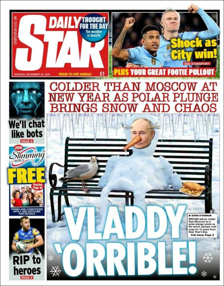 Portada de Daily Star (Reino Unido)
