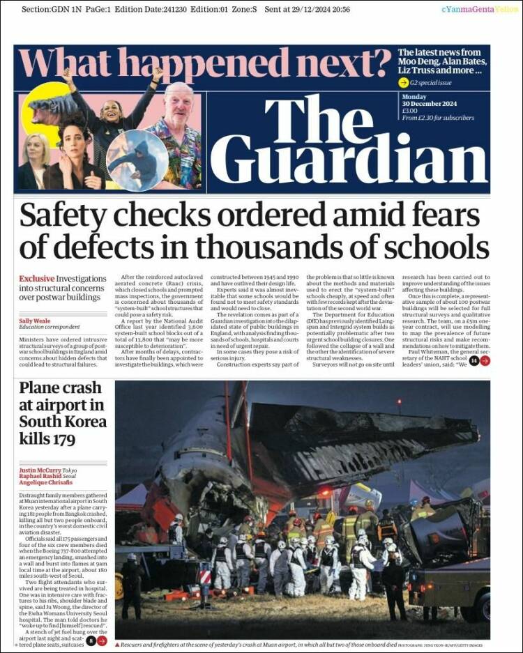 Portada de The Guardian (Reino Unido)