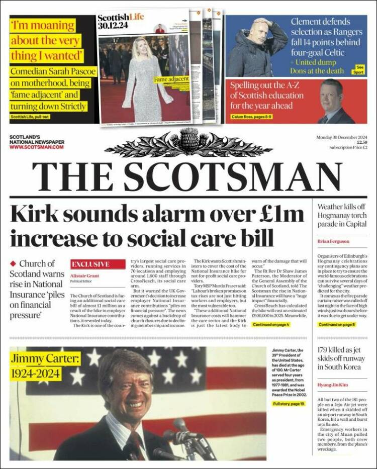 Portada de The Scotsman (Reino Unido)