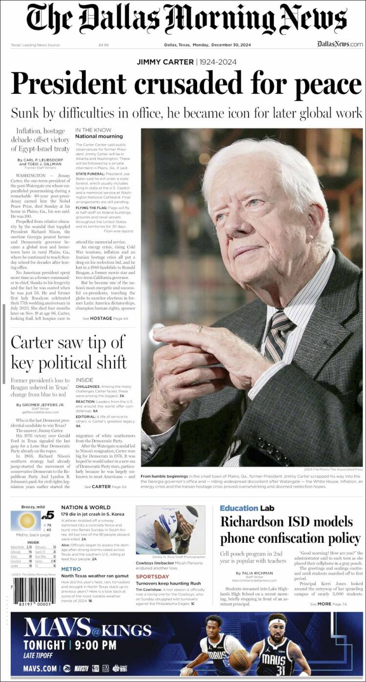 Portada de Dallas Morning News (USA)