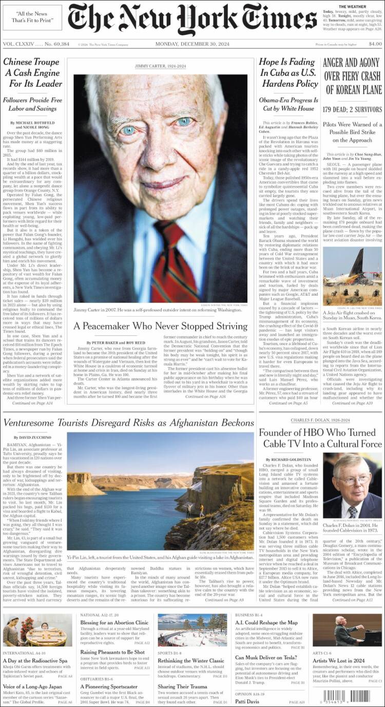 Portada de New York Times (USA)