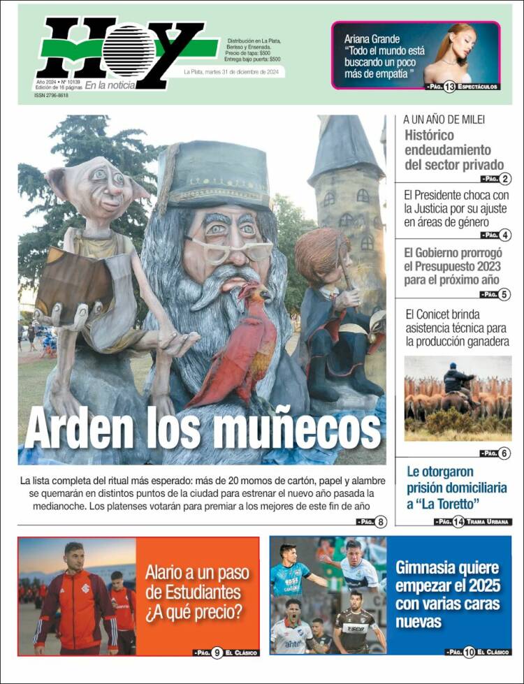 Portada de Diario Hoy (Argentina)