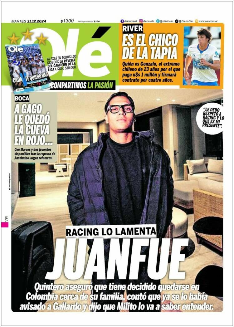 Portada de Olé (Argentina)