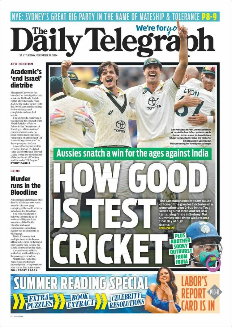Portada de The Daily Telegraph (Australia)