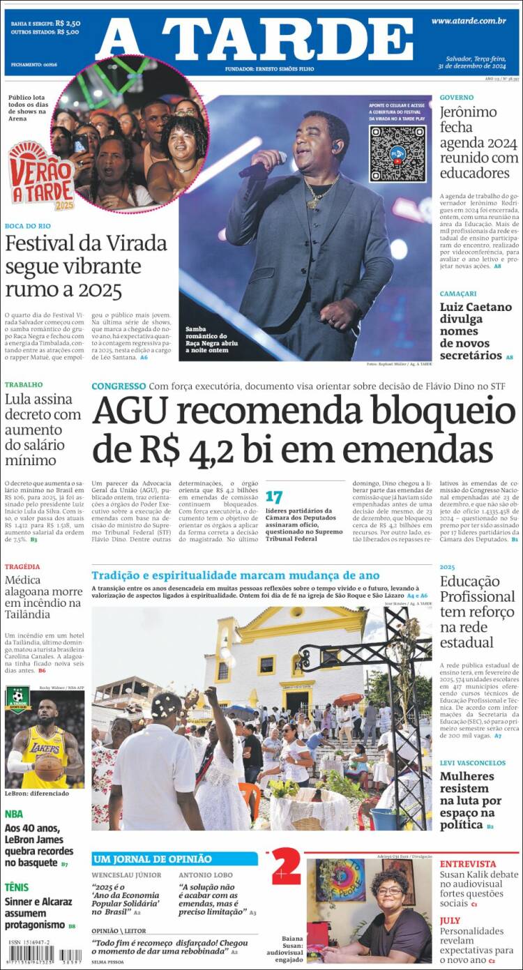 Portada de Diário A Tarde (Brasil)
