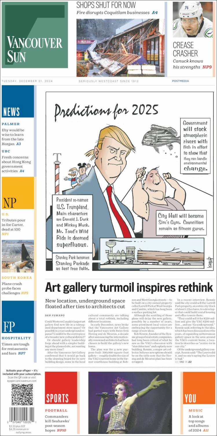 Portada de The Vancouver Sun (Canadá)