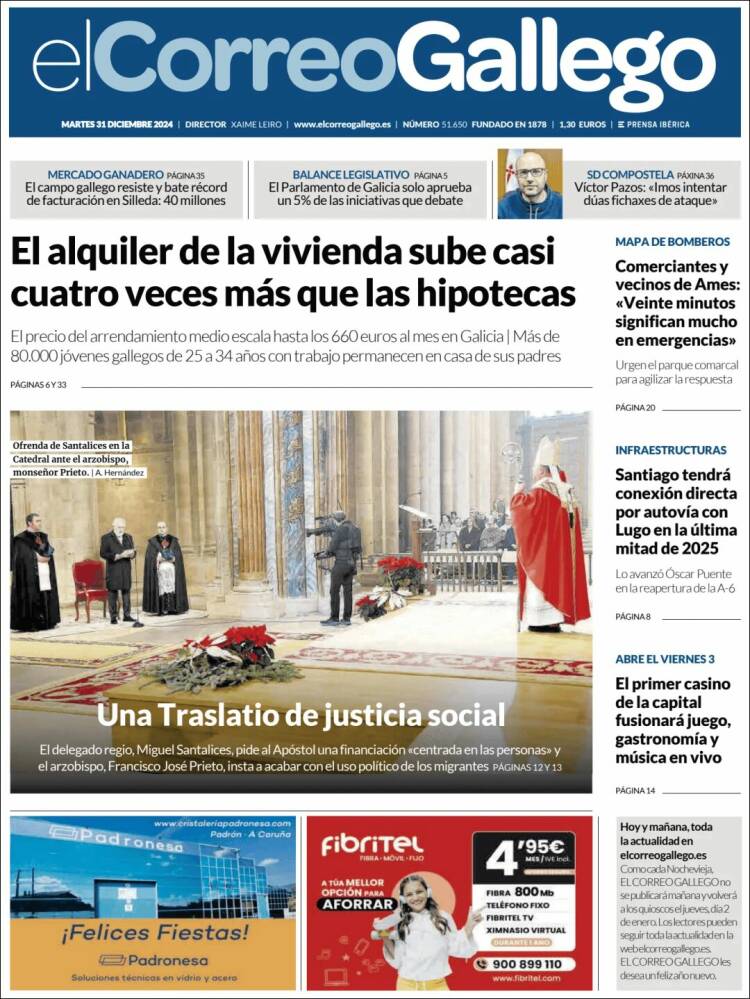 Portada de El Correo Gallego (España)