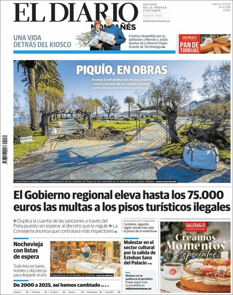 Portada de El Diario Montañés (España)