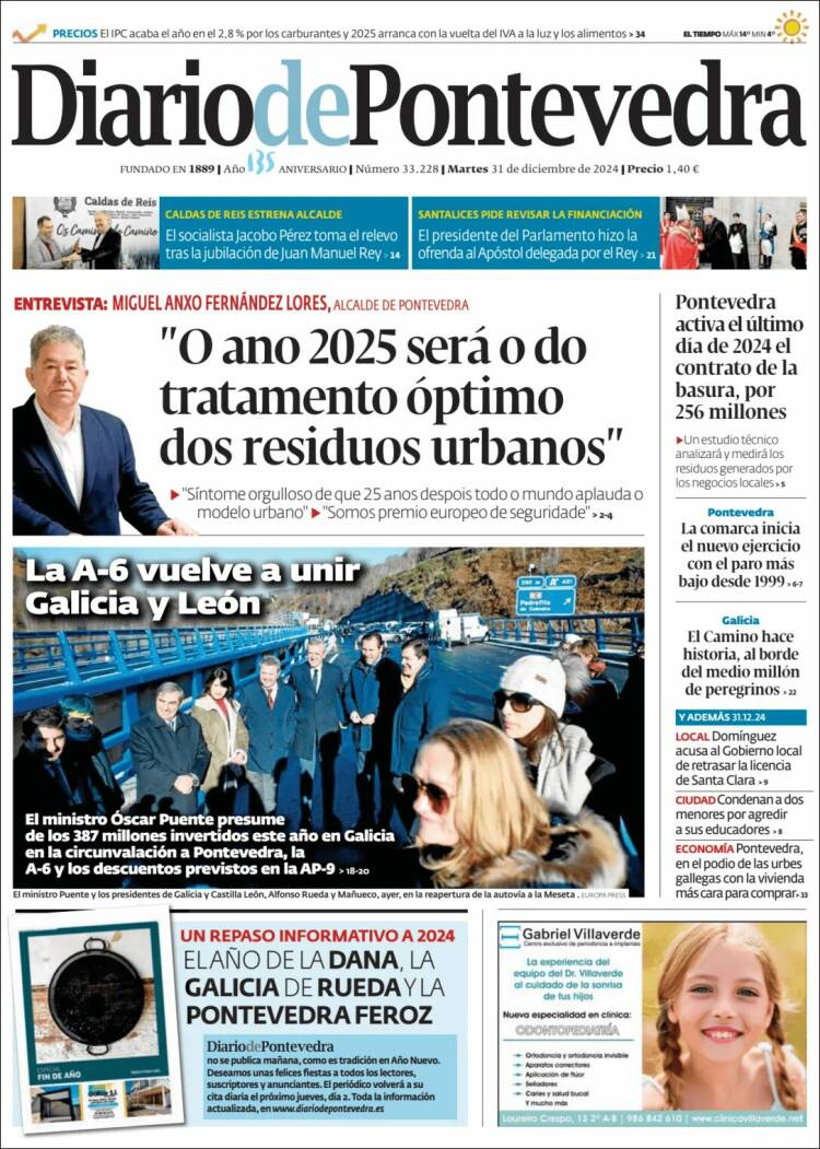 Portada de Diario de Pontevedra (España)
