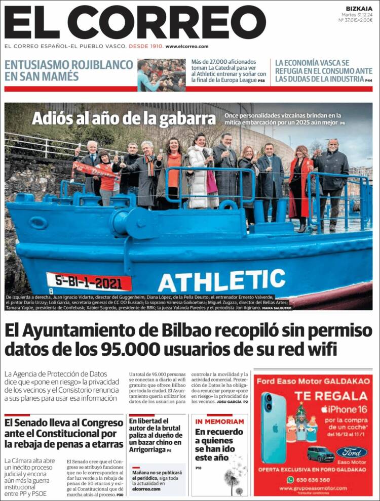Portada de El Correo (España)