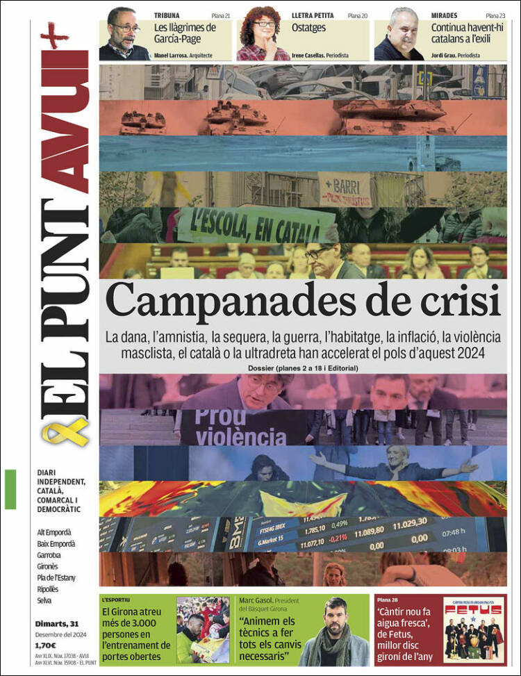 Portada de El Punt Avui - Girona (España)