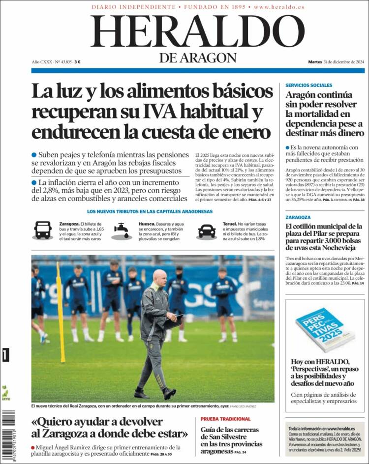 Portada de Heraldo de Aragón (España)