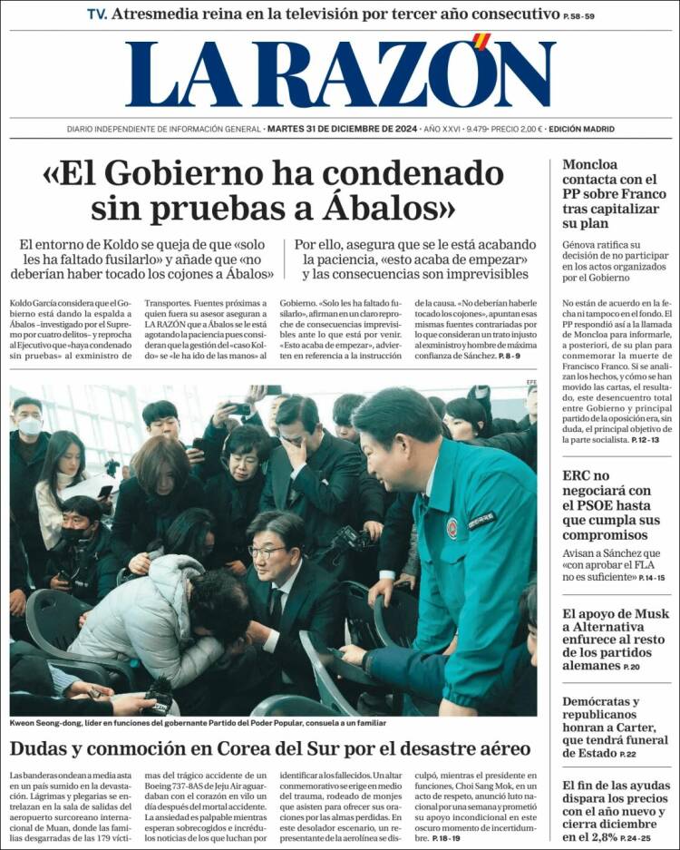 Portada de La Razón (España)