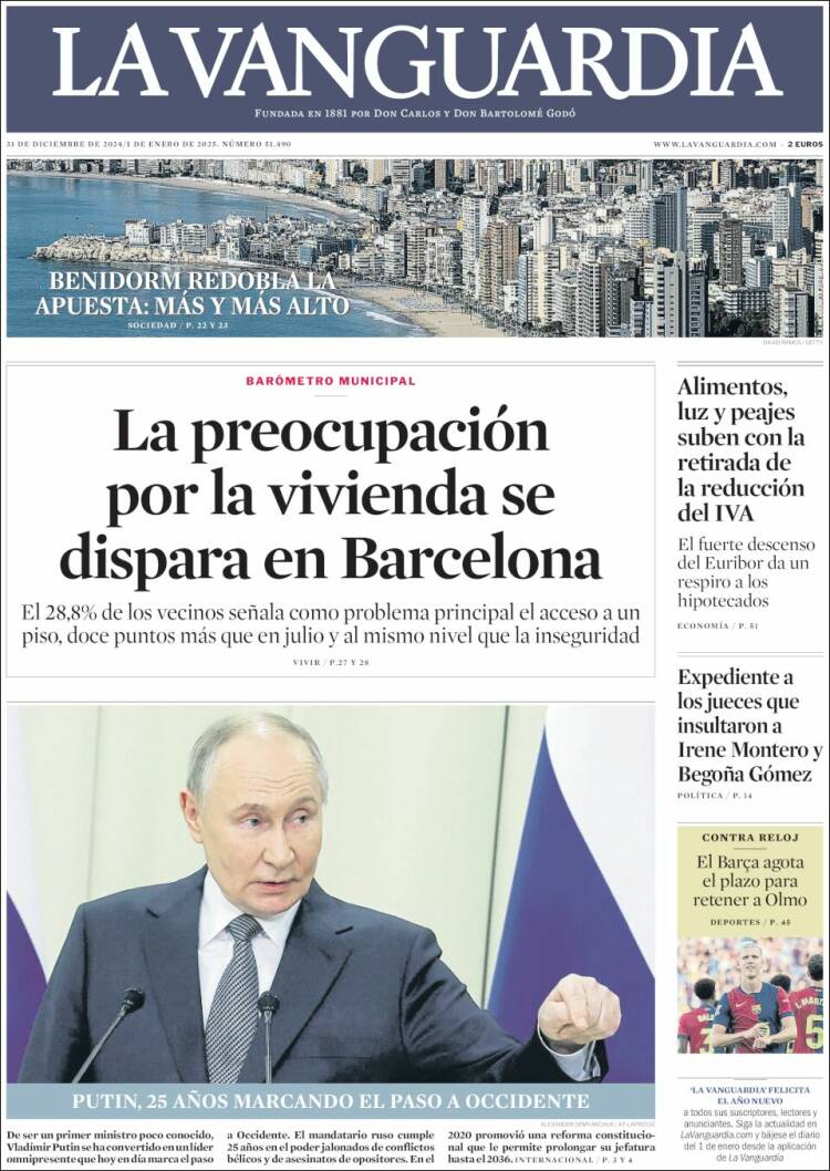 Portada de La Vanguardia (España)