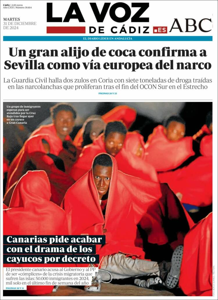Portada de La Voz de Cádiz (España)