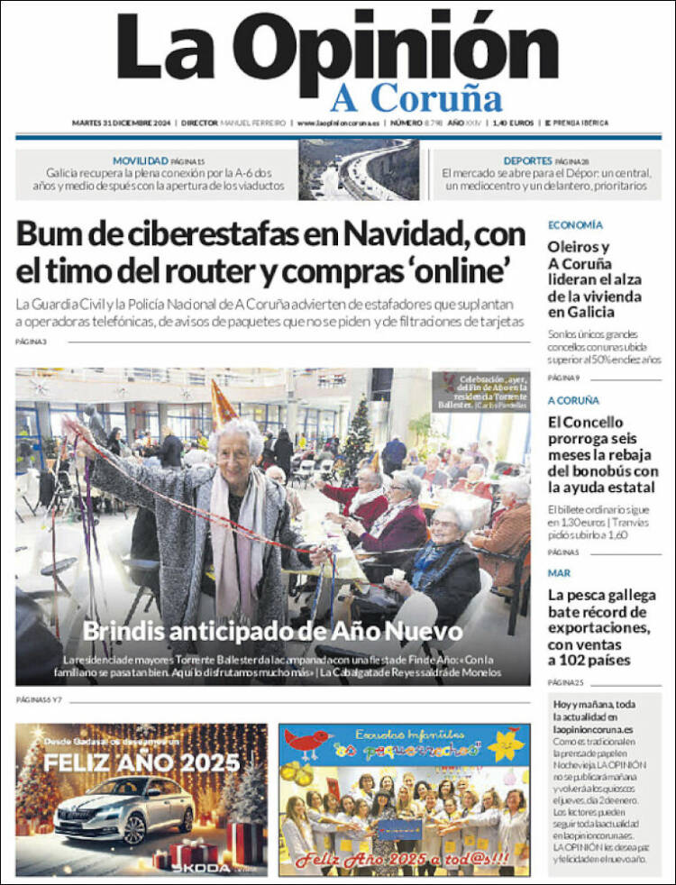 Portada de La Opinión de A Coruña (España)