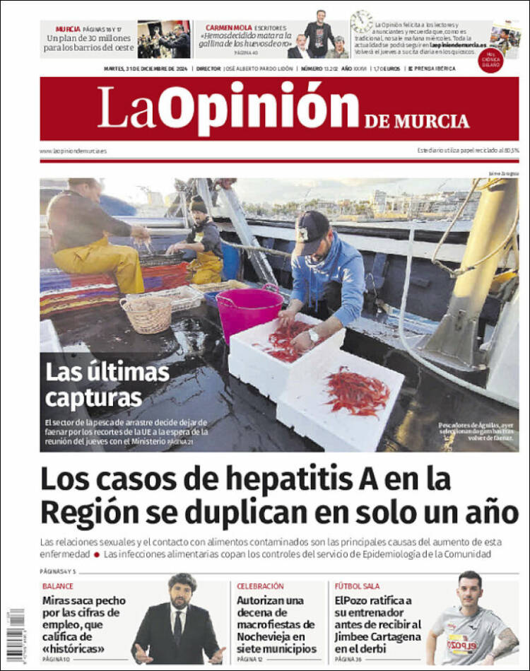 Portada de La Opinión de Murcia (España)