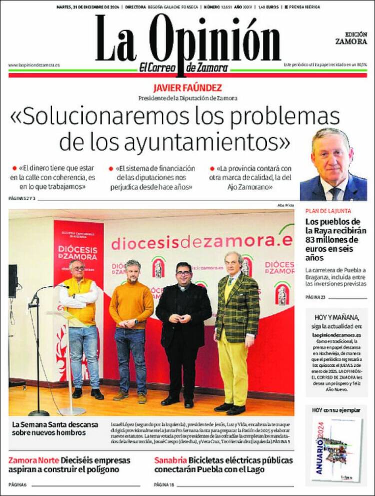 Portada de La Opinión - El Correo de Zamora (España)