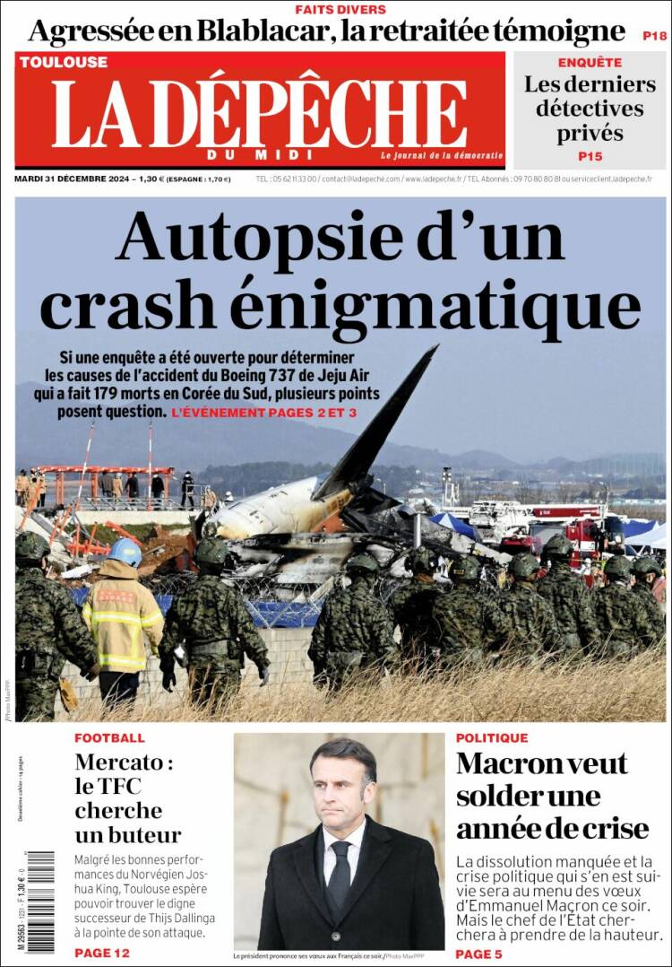 Portada de La Dépêche du Midi (Francia)