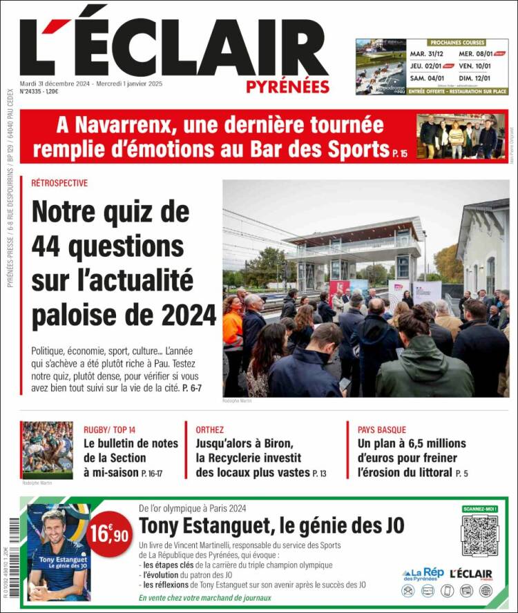 Portada de L'Eclair des Pyrénées (Francia)