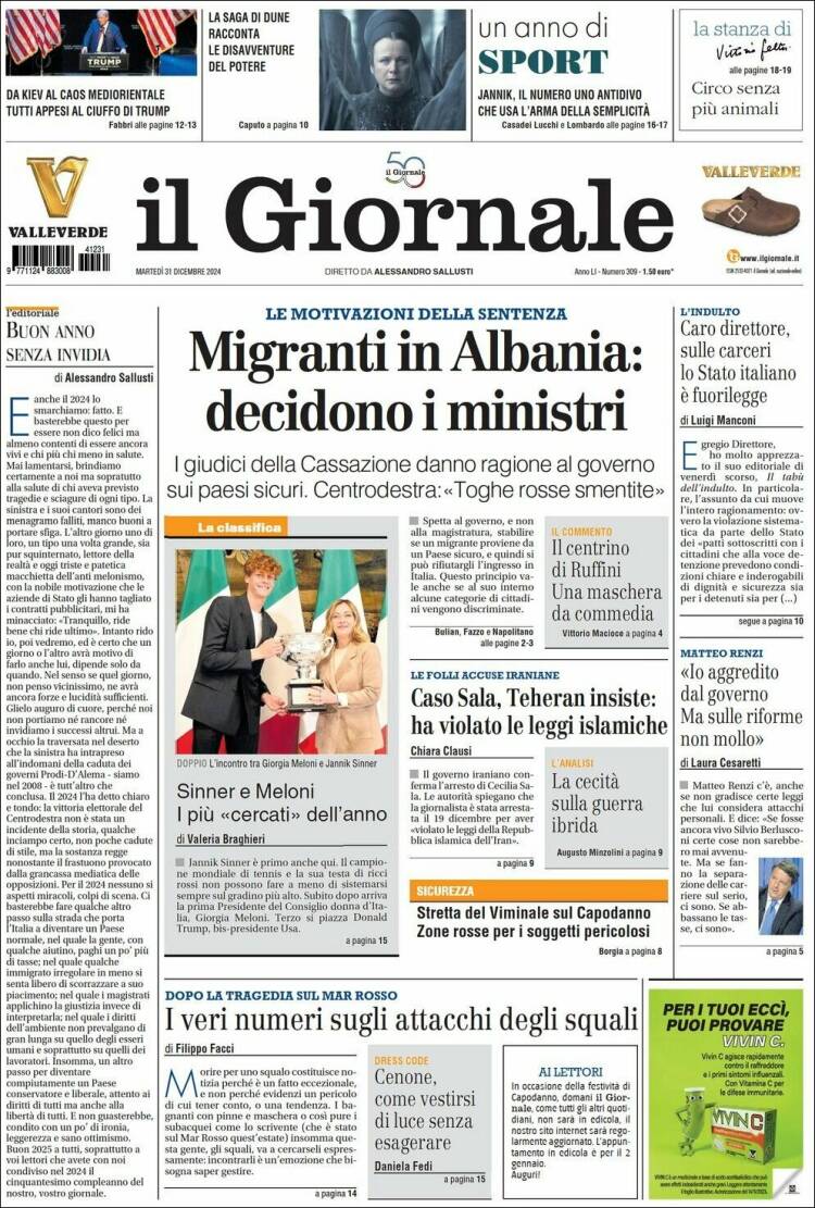 Portada de il Giornale (Italia)