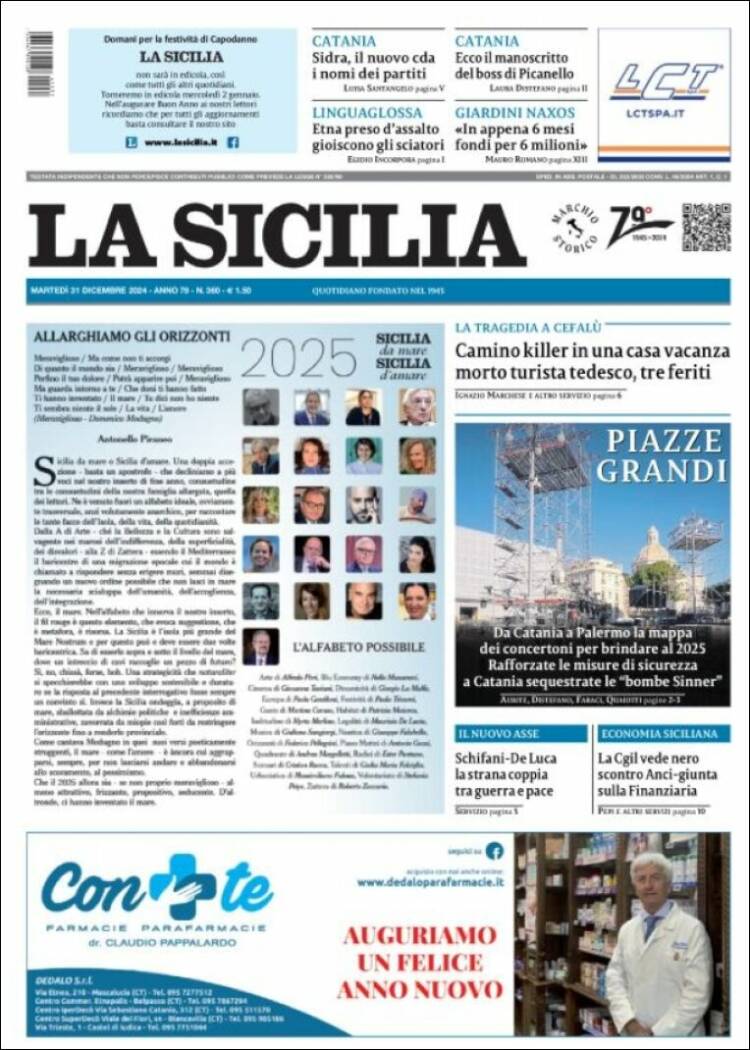 Portada de La Sicilia (Italia)
