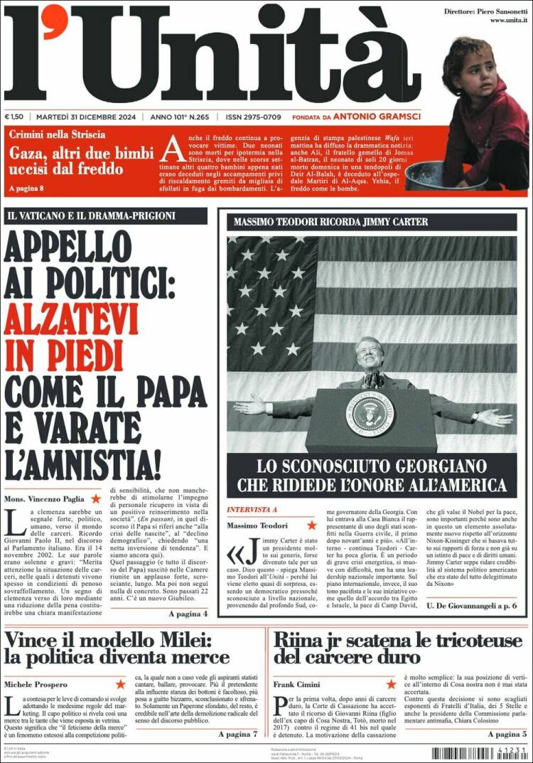 Portada de l'Unità (Italia)