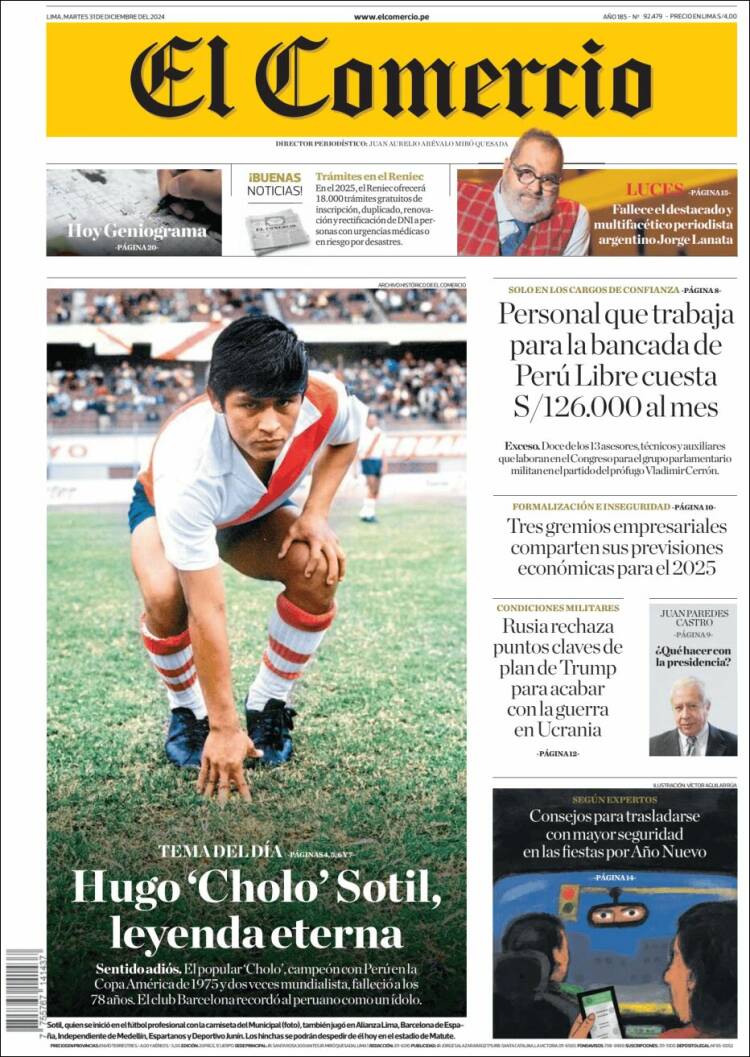 Portada de El Comercio (Per&uacute;)