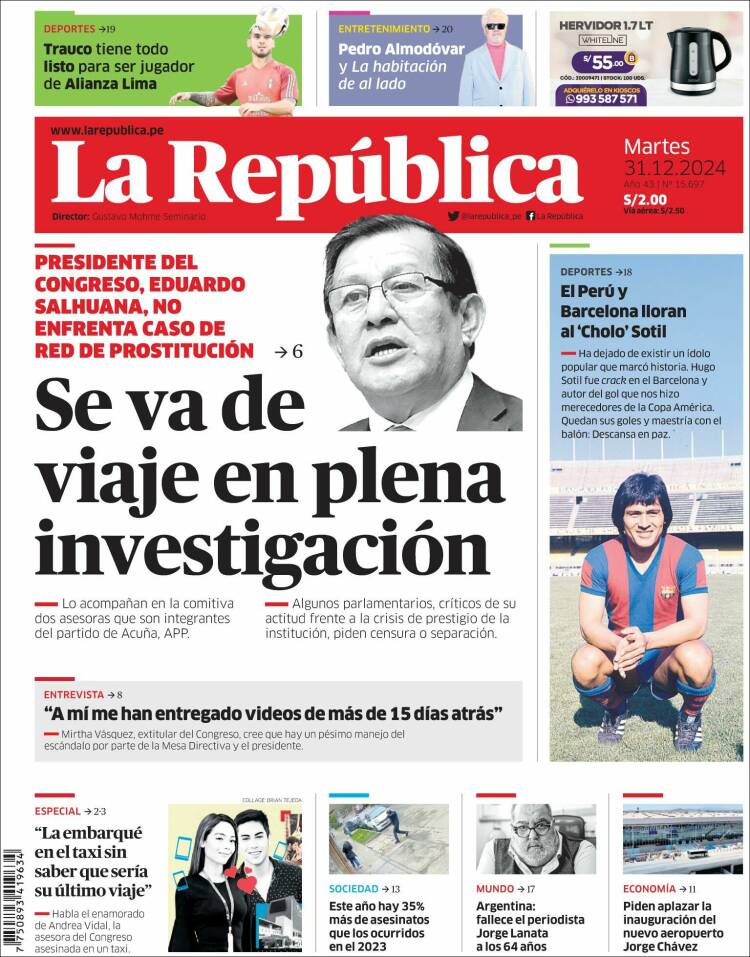 Portada de La Republica (Per&uacute;)