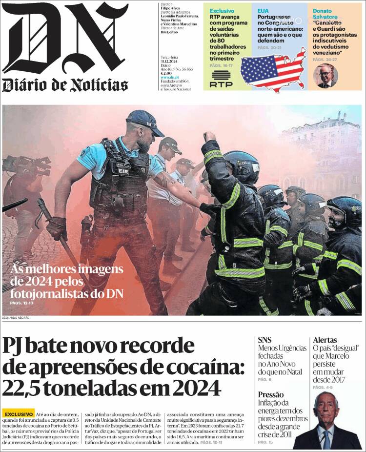 Portada de Diário de Noticias (Portugal)