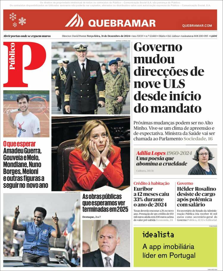 Portada de Público (Portugal)