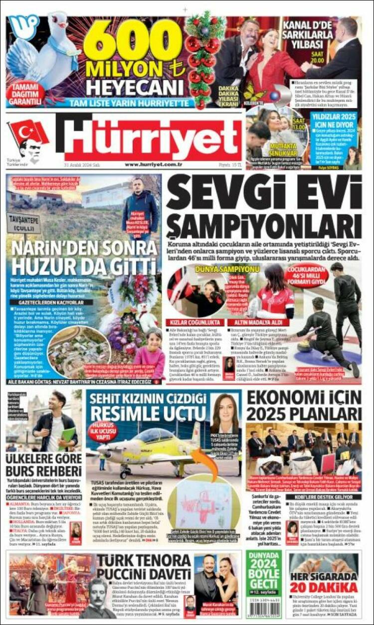 Portada de Hürriyet (Turqu&iacute;a)