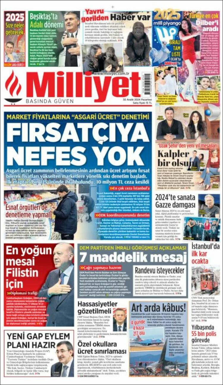 Portada de Milliyet (Turqu&iacute;a)