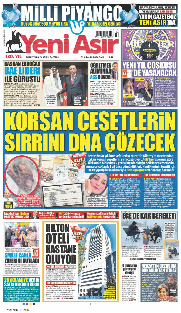 Portada de Yeni Asır (Turqu&iacute;a)