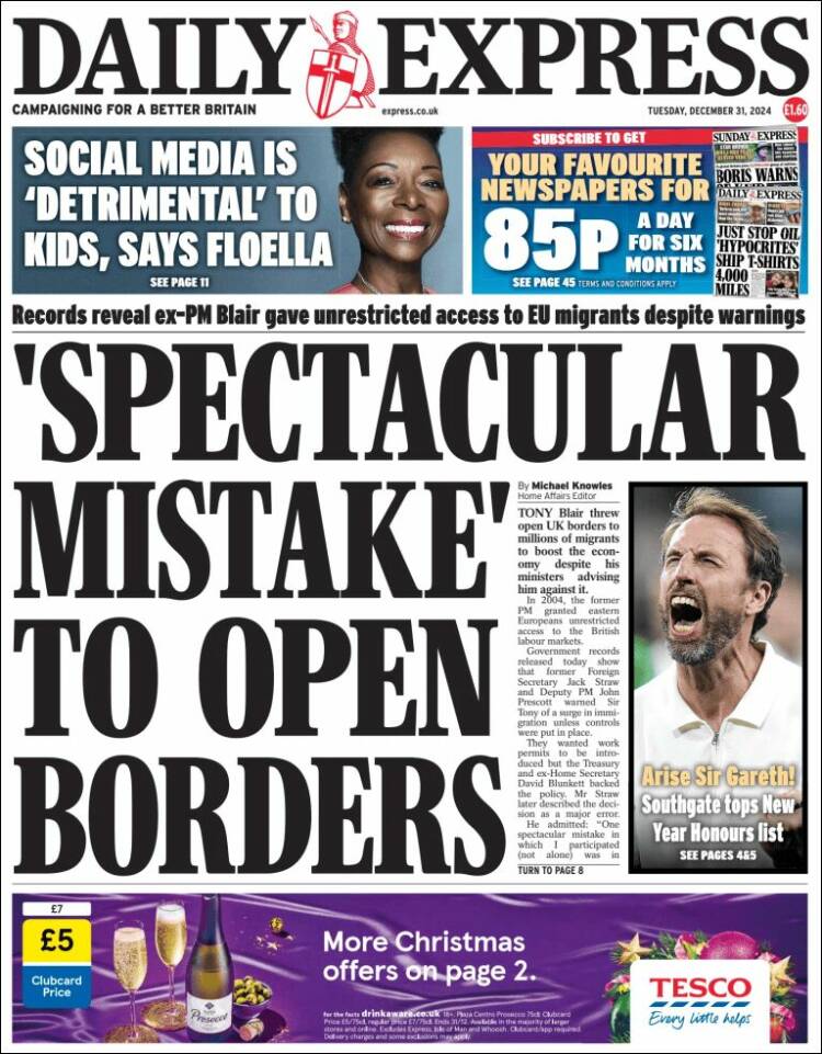 Portada de Daily Express (Reino Unido)