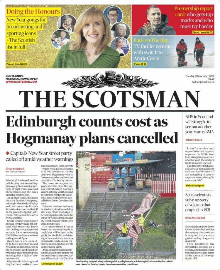 Portada de The Scotsman (Reino Unido)